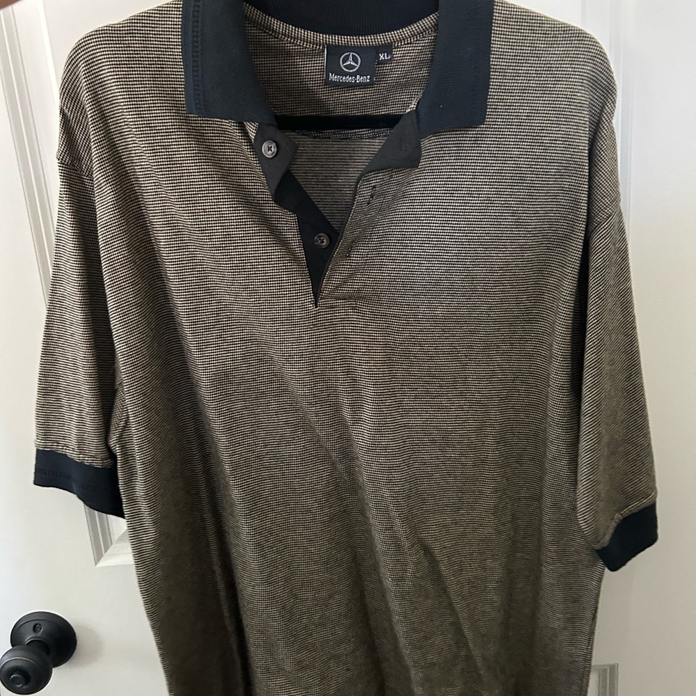 Mercedes Benz Men's Black and Brown Polo Shirt